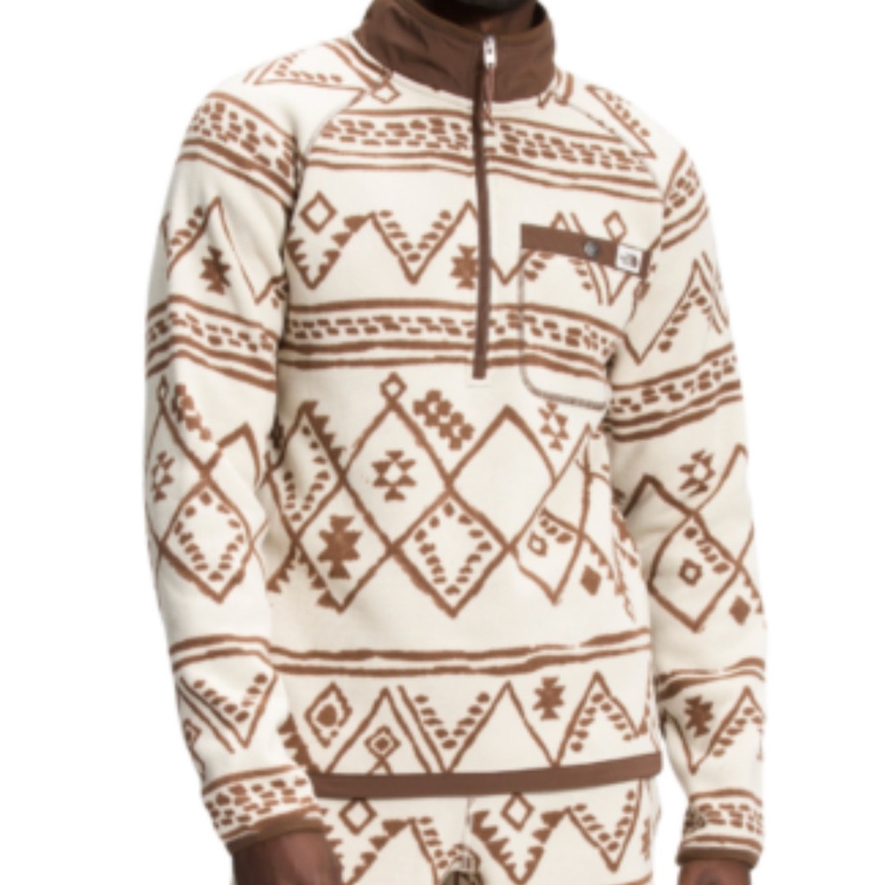 The North Face Brown and Cream Patterned Sweatshirt